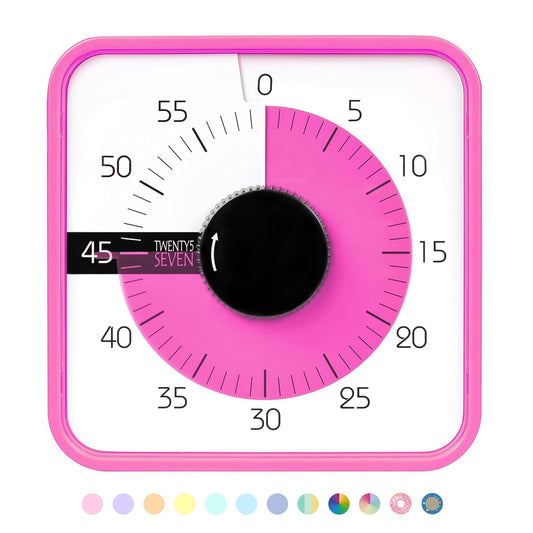 Visual Timer 7.5 inch, 60-Minute Countdown Timer for Kids Classroom Teaching Tool Office Meeting, Mechanical Countdown Clock for Exam Time Management Magnetic Kitchen Timer, Pink