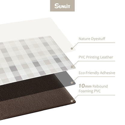 Sunlit Set of 2 Anti Fatigue Kitchen Floor Mat, Non Slip Waterproof Comfort Standing Mat, 0.4 Inch Thick Cushioned Farmhouse Kitchen Rug Runner, White Red Buffalo Check (17"x28"&17"x47")