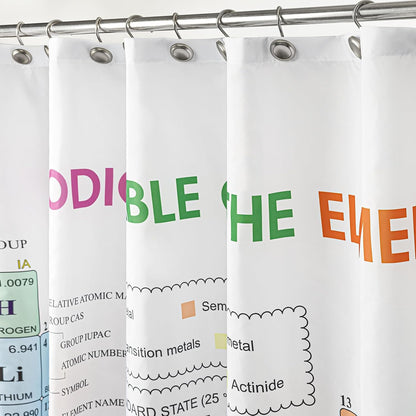 Updated Periodic Table of Elements Fabric Shower Curtains for Chemistry Students and Teacher Use as Poster, Educational Shower Curtain