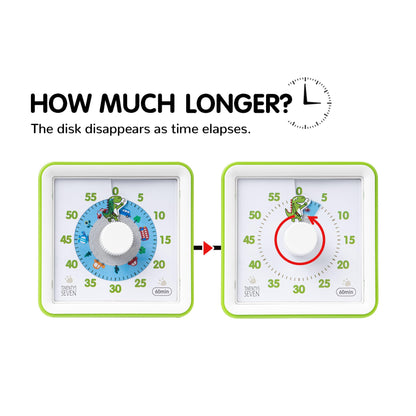 Visual Timer with Protective Case, 60-Minute Countdown Timer for Kids Autism ADHD Classroom Home Office, Countdown Clock for Teaching Work Meeting Time Management, Hungry Blue Fish