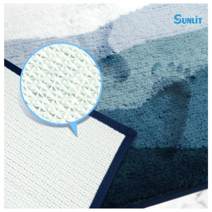 Sunlit 17"x24" Ombre Blue Bathroom Rug Non-Slip Absorbent Soft Bath Mat Set, Floor Mat Dry Fast Machine Washable.