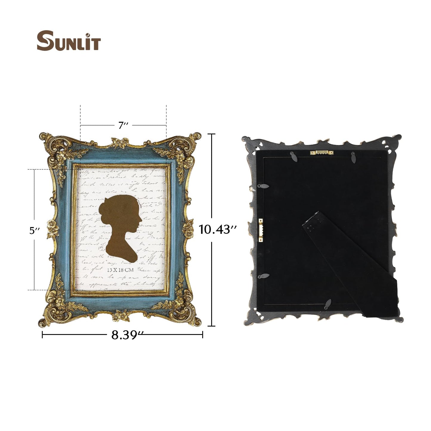 Sunlit Vintage Picture Frame 4x4 Inch, Luxury Antique Square Photo Frames with Glass Front, Photo Display, Tabletop Wall Hanging, Gift Ideas, Bronze Gold