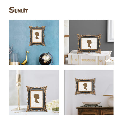 Sunlit Vintage Picture Frame 4x4 Inch, Luxury Antique Square Photo Frames with Glass Front, Photo Display, Tabletop Wall Hanging, Gift Ideas, Bronze Gold