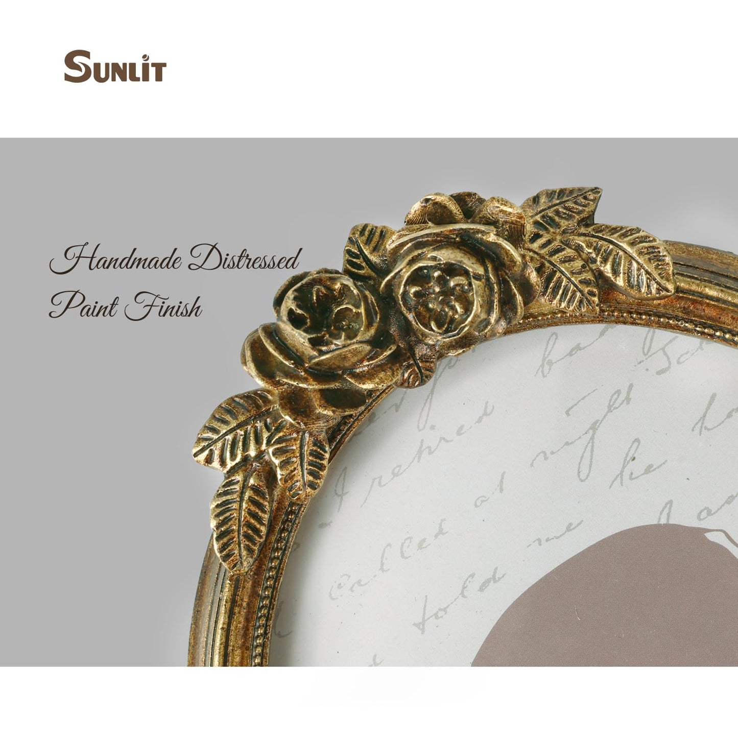 Sunlit Vintage Picture Frame 4x4 Inch, Luxury Antique Photo Frames with Glass Front, Luxury Photo Display, Tabletop Wall Hanging, Gift Ideas, Golden Rose