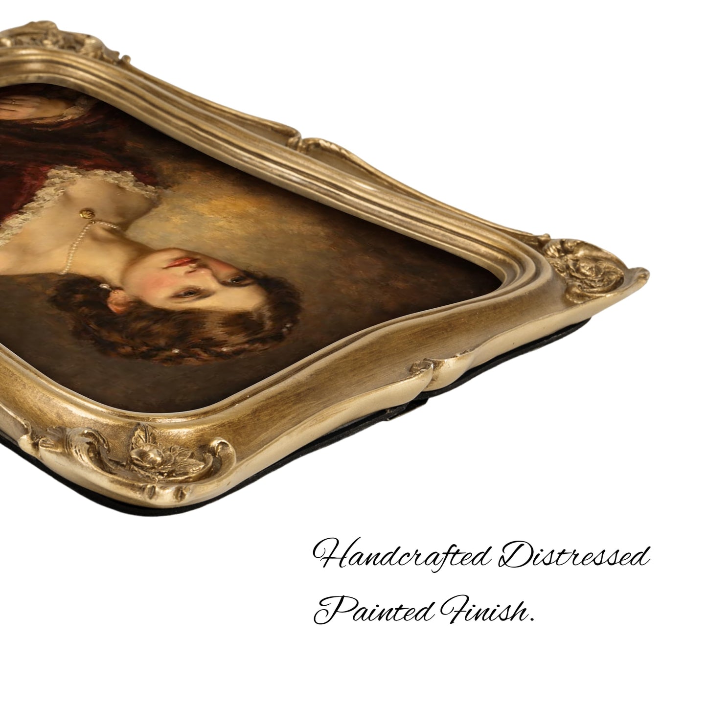 Sunlit Vintage Picture Frame 5x7 Inch Set of 2, Luxury Antique Photo Frames with Glass Front, Photo Display, Tabletop Wall Hanging, Gold
