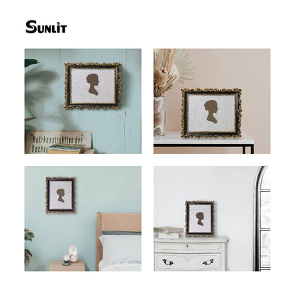 Sunlit Vintage Picture Frame 4x6 Inch, Luxury Antique Photo Frames with Glass Front, Photo Display, Tabletop Wall Hanging, Gift Ideas, Retro Blue and Gold