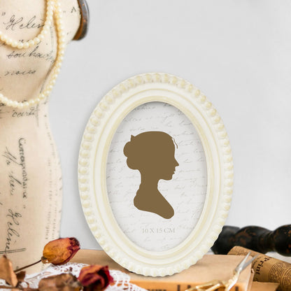 Sunlit Vintage Picture Frame 4x6 Inch with Beaded Border, Luxury Antique Square Photo Frames with Glass Front, Boho Photo Display, Tabletop Wall Hanging, Gift Idea, Distressed White