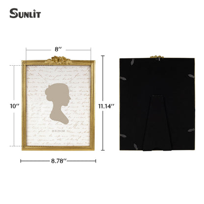Sunlit Vintage Picture Frame 5x7 Inch, Luxury Antique Photo Frames with Glass Front, Luxury Photo Display, Tabletop Wall Hanging, Gift Ideas, Golden Rose
