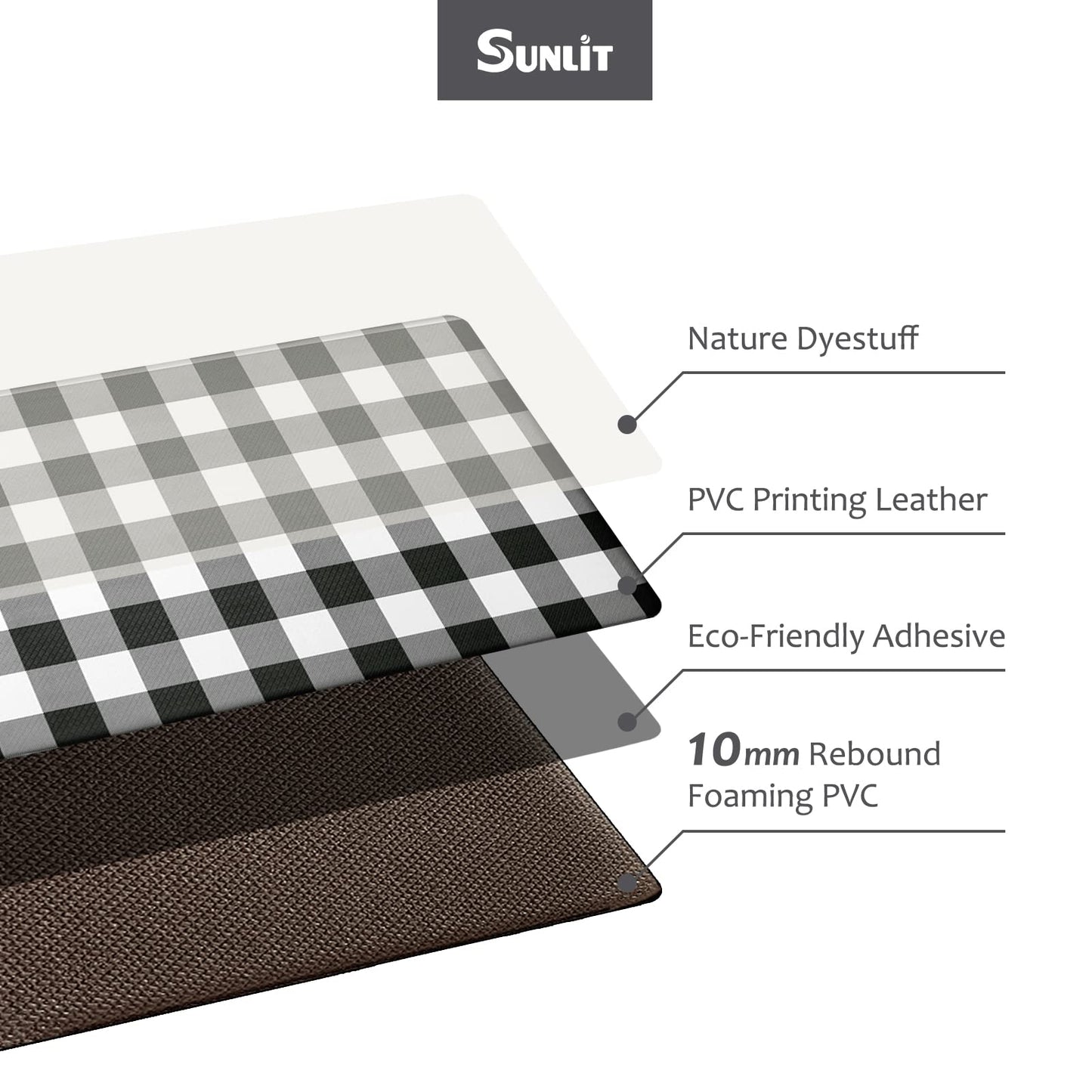 Sunlit Set of 2 Anti Fatigue Kitchen Floor Mat, Non Slip Waterproof Comfort Standing Mat, 0.4 Inch Thick Cushioned Farmhouse Kitchen Rug Runner, White Red Buffalo Check (17"x28"&17"x47")