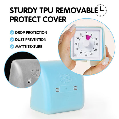 Visual Timer with Protective Case, 60-Minute Countdown Timer for Kids Autism ADHD Classroom Home Office, Countdown Clock for Teaching Work Meeting Time Management, Hungry Blue Fish