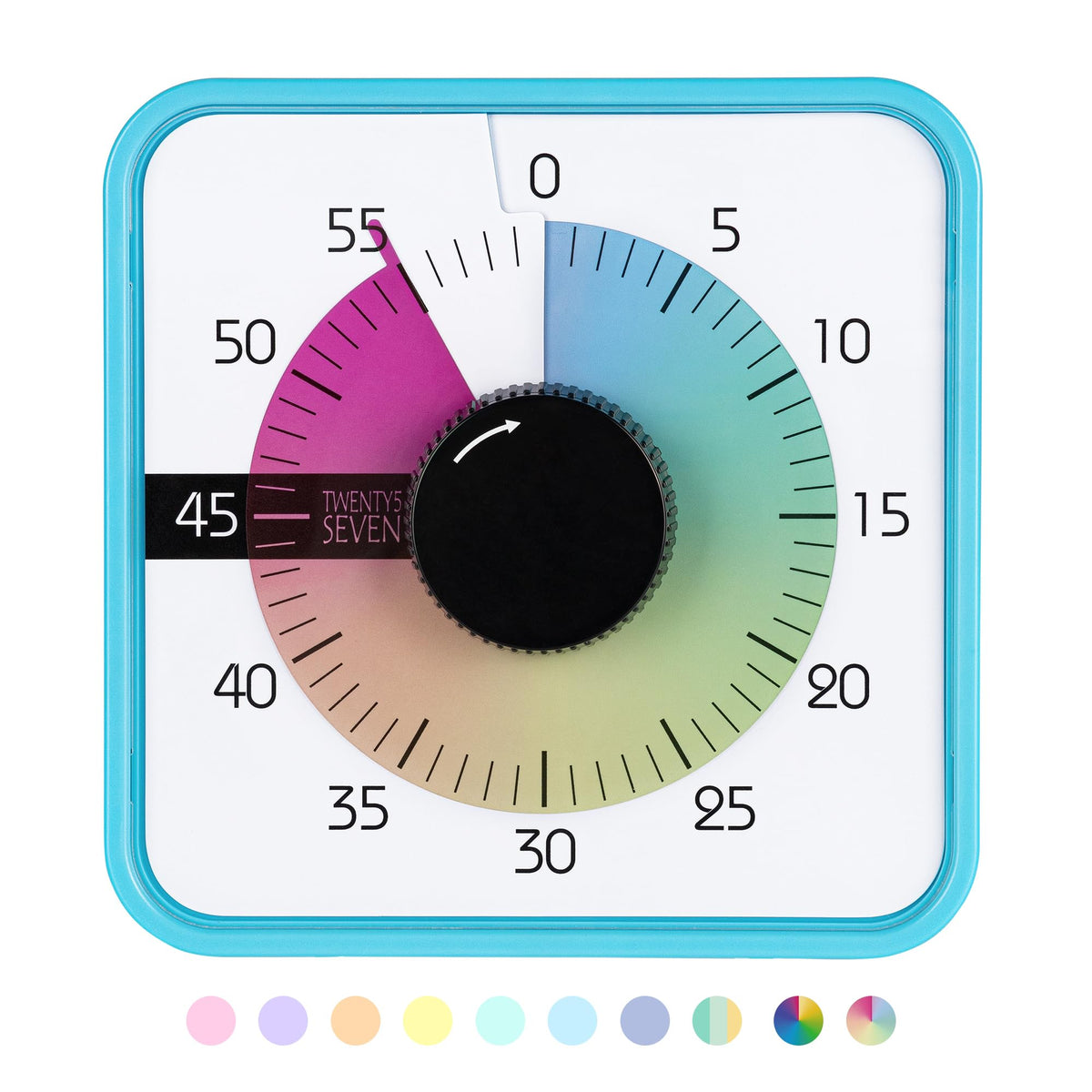 TWENTY5 SEVEN 7.5-Inch Visual Timer, Battery-Free 60-Minute Countdown Clock