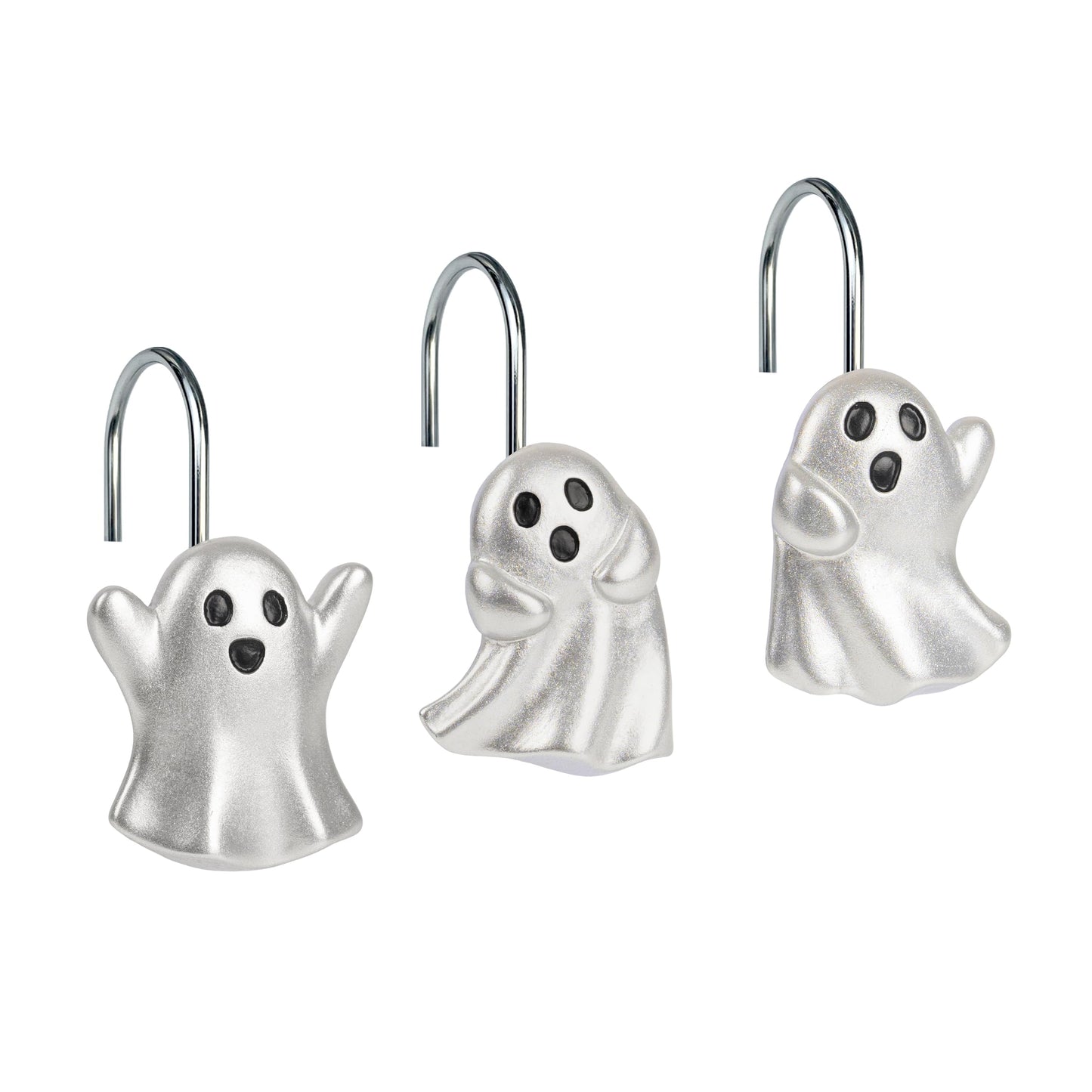 Sunlit Ghost Shower Curtain Hooks, Home Decorative Shower Curtain Rings for Bathroom, Halloween Shower Curtain Hangers Bathroom Accessories, Set of 12, Golden