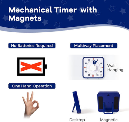 TWENTY5 SEVEN 7.5-Inch Visual Timer, Battery-Free 60-Minute Countdown Clock