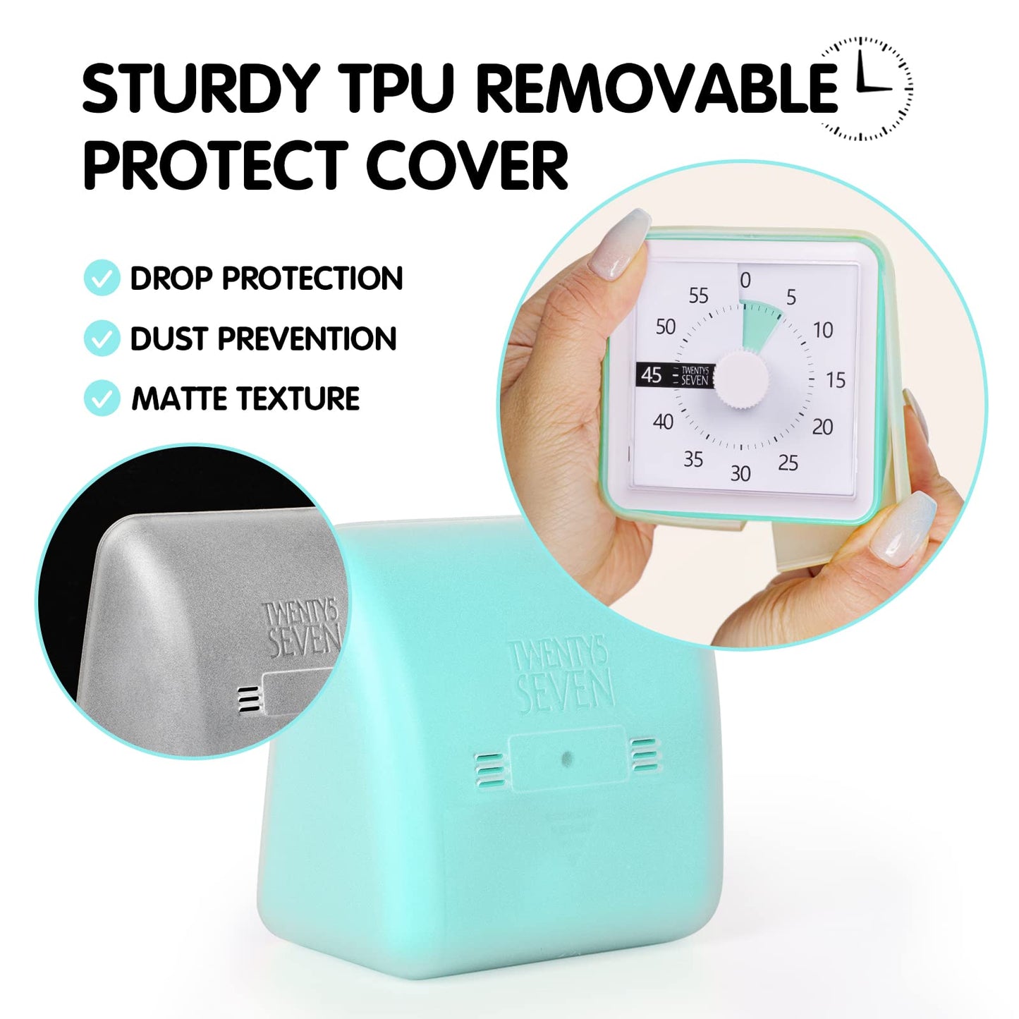 Visual Timer with Protective Case, 60-Minute Countdown Timer for Kids Autism ADHD Classroom Home Office, Countdown Clock for Teaching Work Meeting Time Management, Hungry Blue Fish