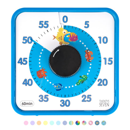 TWENTY5 SEVEN Countdown Timer 7.5 inch; 60 Minute 1 Hour Visual Timer – Classroom Teaching Tool Office Meeting, Mechanical Countdown Clock for Kids Exam Time Management Magnetic, Sky Blue