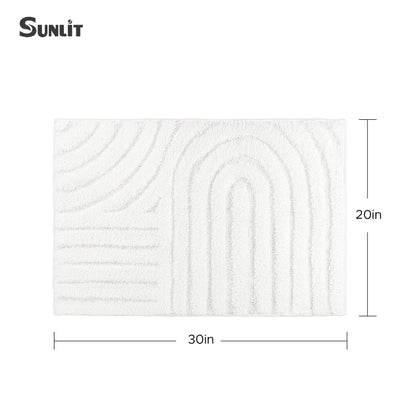 Sunlit 24"x60" Boho Decorative Textured Bathroom Rugs Runner, Mid Century Modern Extra Long Non-Slip Absorbent Soft Bath Mat, Organic Modern Floor Mat Bath Runner Dry Fast Machine Washable, Gray