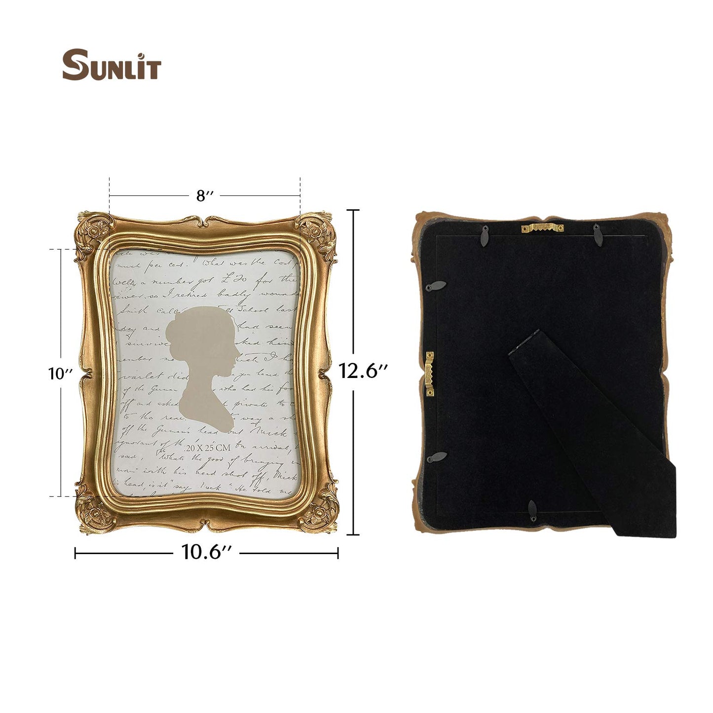 Sunlit Vintage Small Picture Frame 2.5x3.5 Inch, Antique Mini Polaroid Photo Frames with Glass Front, Luxury Wallet Size Picture Frames, Tiny Photo Frames Display Tabletop Wall Hanging Gift Ideas, Gold