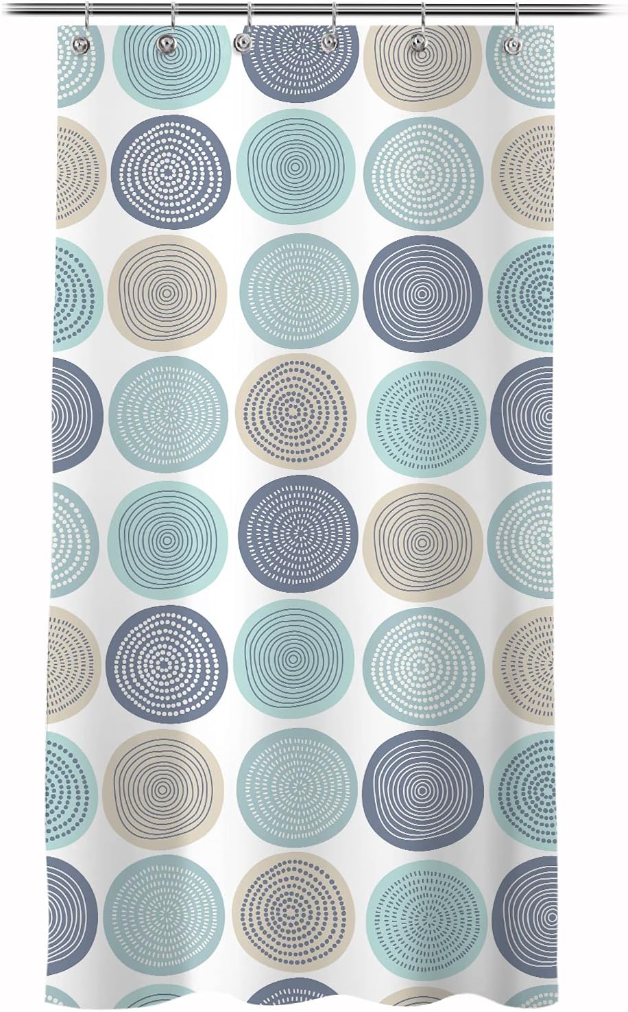 Sunlit Abstract Tree Rings Woody Artistic Small Stall Shower Curtain 36 x 72 Inches RV Half Size Narrow Bathroom Curtains Nature Pale Blue Teal Beige Light Brown Fabric Bathroom Decor