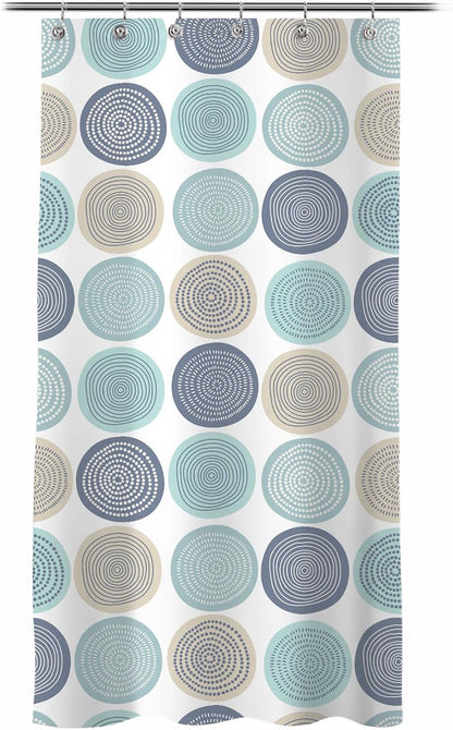 Sunlit Abstract Tree Rings Woody Artistic Small Stall Shower Curtain 36 x 72 Inches RV Half Size Narrow Bathroom Curtains Nature Pale Blue Teal Beige Light Brown Fabric Bathroom Decor
