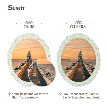 Sunlit Vintage Picture Frame 4x6 Inch, Oval Antique Photo Frames with Glass Front, Luxury Photo Display, Tabletop Wall Hanging, Gift Ideas, Golden Brown