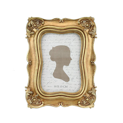 Sunlit Vintage Small Picture Frame 2.5x3.5 Inch, Antique Mini Polaroid Photo Frames with Glass Front, Luxury Wallet Size Picture Frames, Tiny Photo Frames Display Tabletop Wall Hanging Gift Ideas, Gold