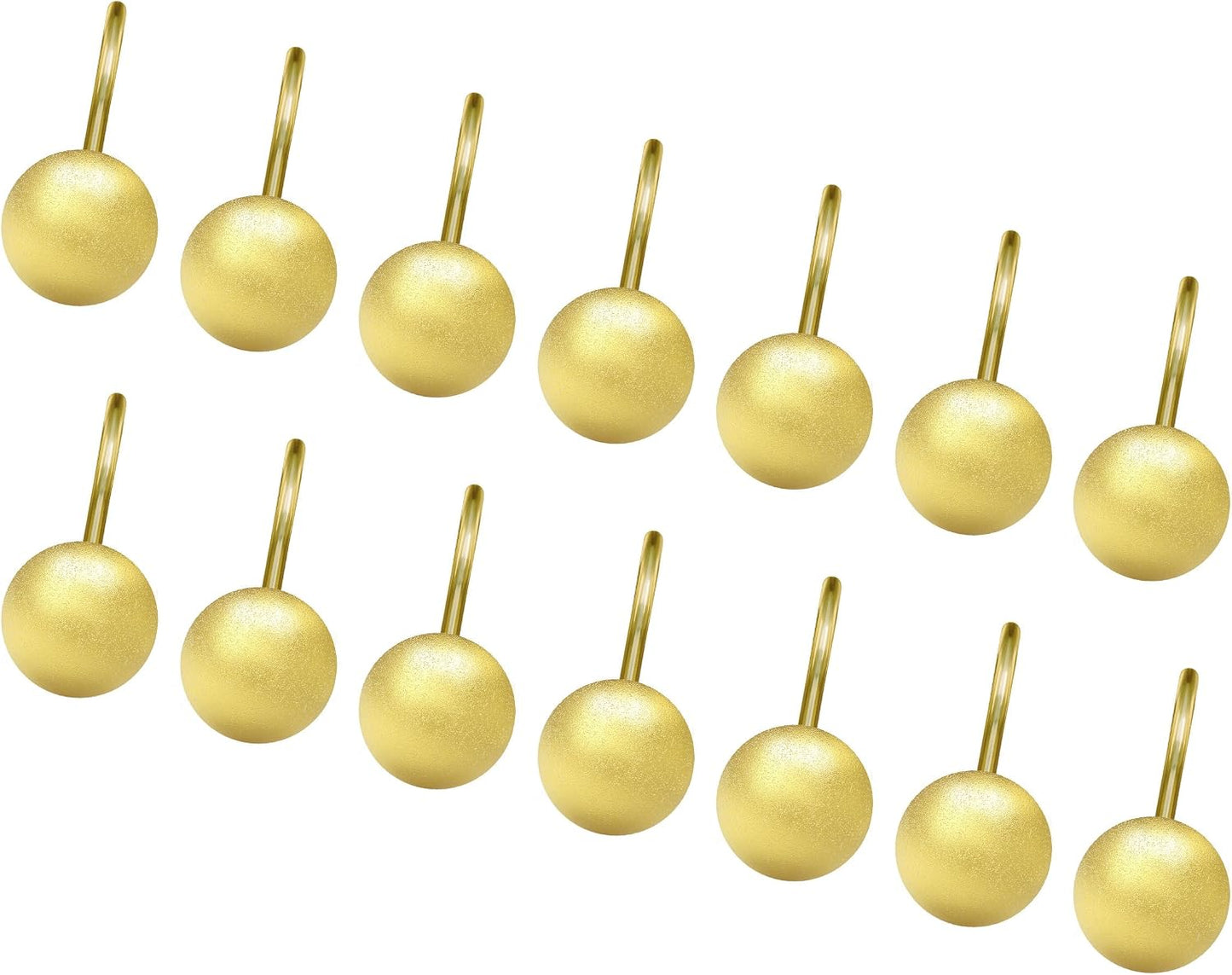 Sunlit Gold Shower Curtain Hooks, Round Metal Home Decorative Shower Curtain Rings for Bathroom, Modern Shower Curtain Hangers Bathroom Accessories, Set of 12
