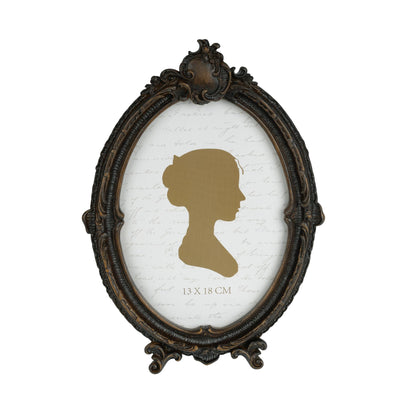 Sunlit Vintage Picture Frame 4x6 Inch, Oval Antique Photo Frames with Glass Front, Luxury Photo Display, Tabletop Wall Hanging, Gift Ideas, Brown