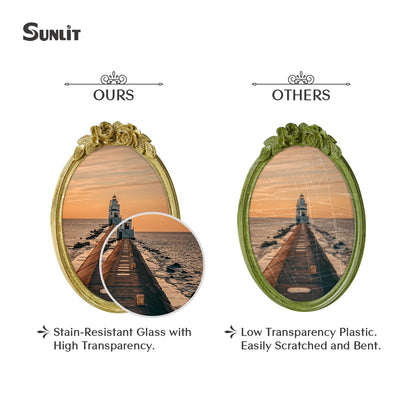 Sunlit Vintage Picture Frame 4x4 Inch, Luxury Antique Photo Frames with Glass Front, Luxury Photo Display, Tabletop Wall Hanging, Gift Ideas, Golden Rose