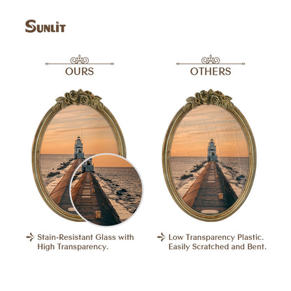 Sunlit Vintage Picture Frame 4x4 Inch, Luxury Antique Photo Frames with Glass Front, Luxury Photo Display, Tabletop Wall Hanging, Gift Ideas, Golden Rose