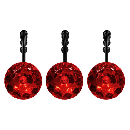 Sunlit Luxury Design Round Clear Diamond Crystal Gem Bling with Glide Balls Double Shower Curtain Hooks, Rust Proof Metal Rhinestones Glam Shower Curtain Rings-12 Pack