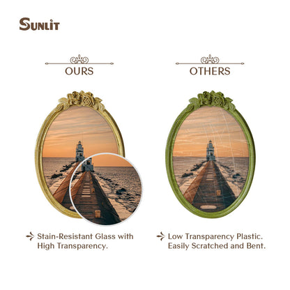 Sunlit Vintage Picture Frame 4x4 Inch, Luxury Antique Photo Frames with Glass Front, Luxury Photo Display, Tabletop Wall Hanging, Gift Ideas, Golden Rose