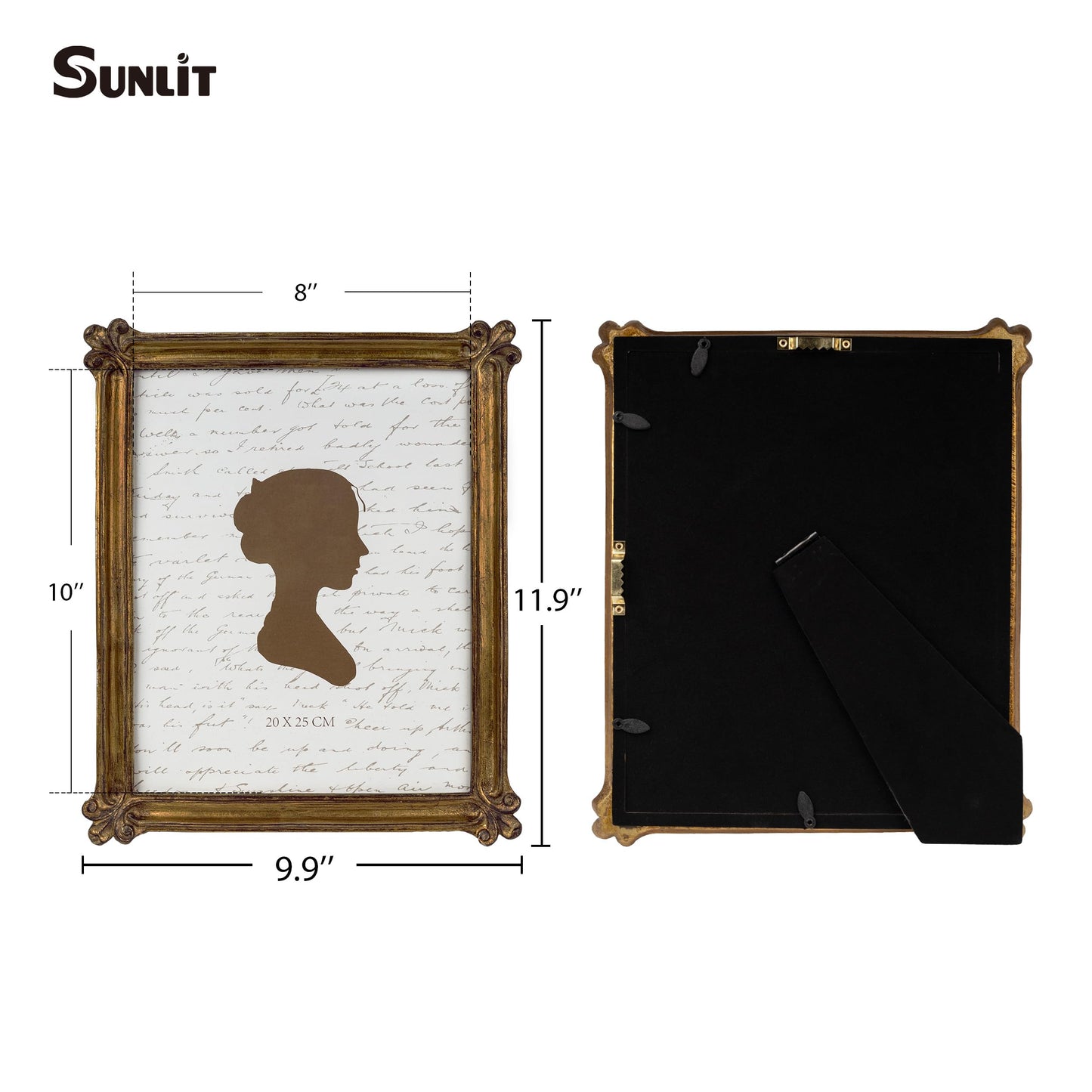 Sunlit Small Vintage Picture Frame 2.5x3.5 Inch, Antique Mini Photo Frames with Glass Front, Luxury Wallet Size Picture Frames, Photo Display Tabletop Wall Hanging Gift Ideas, Slivery Light Gold