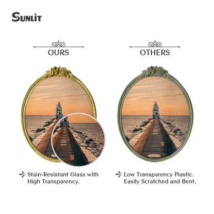 Sunlit Vintage Picture Frame 4x4 Inch, Luxury Antique Photo Frames with Glass Front, Luxury Photo Display, Tabletop Wall Hanging, Gift Ideas, Golden Rose