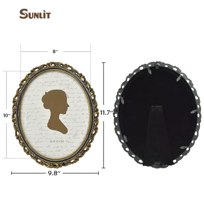 Sunlit Vintage Picture Frame 4x6 Inch, Oval Antique Photo Frames with Glass Front, Luxury Photo Display, Tabletop Wall Hanging, Gift Ideas, Golden Brown