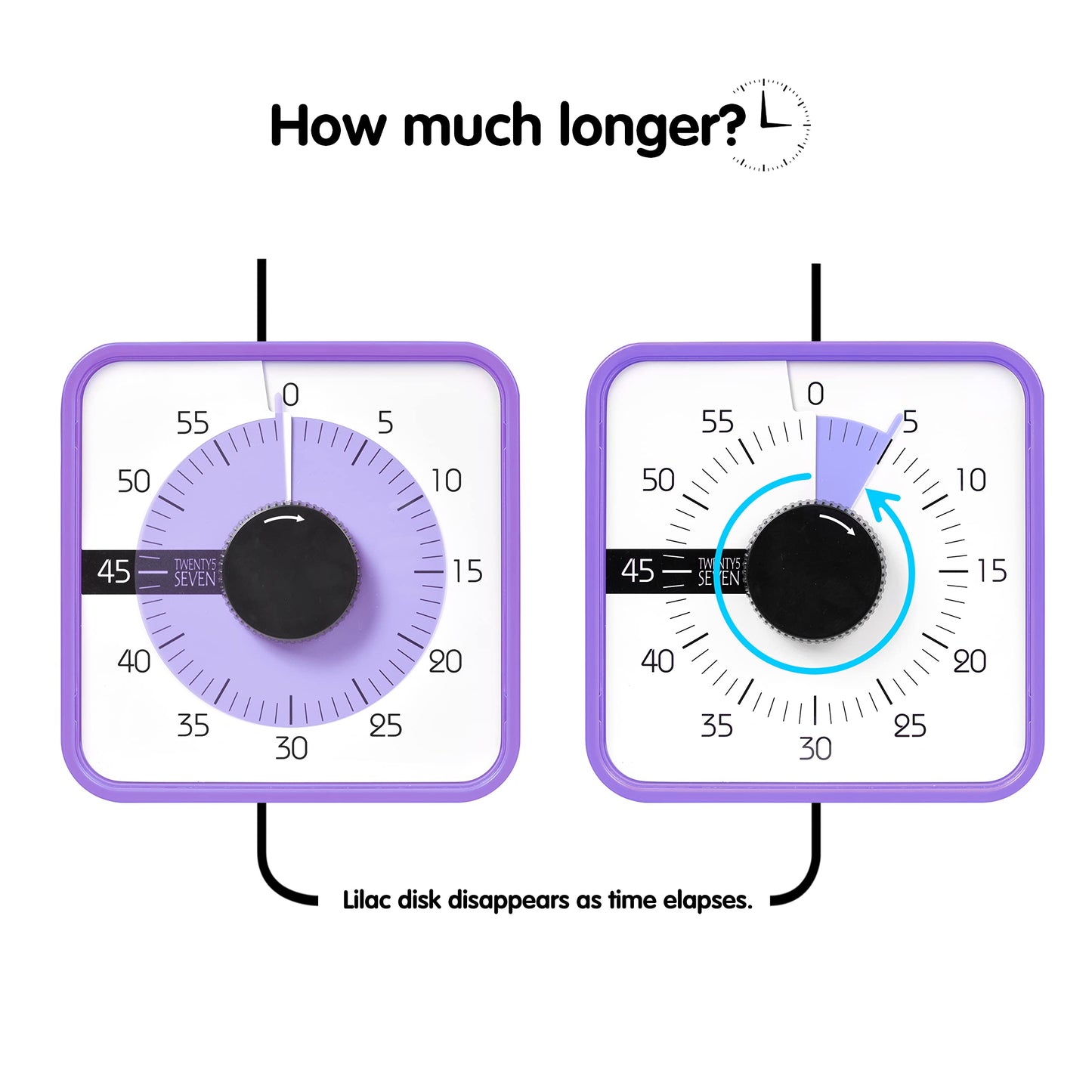 TWENTY5 SEVEN Countdown Timer 7.5 inch; 60 Minute 1 Hour Visual Timer – Classroom Teaching Tool Office Meeting, Mechanical Countdown Clock for Kids Exam Time Management Magnetic, Sky Blue