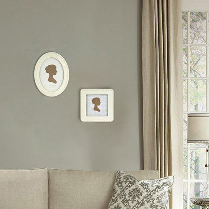 Sunlit Vintage Picture Frame 4x6 Inch with Beaded Border, Luxury Antique Square Photo Frames with Glass Front, Boho Photo Display, Tabletop Wall Hanging, Gift Idea, Distressed White