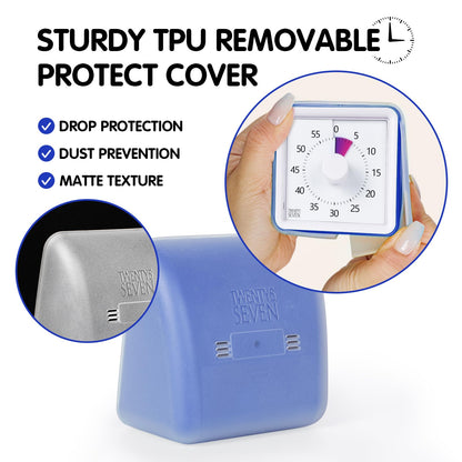 Visual Timer with Protective Case, 60-Minute Countdown Timer for Kids Autism ADHD Classroom Home Office, Countdown Clock for Teaching Work Meeting Time Management, Hungry Blue Fish