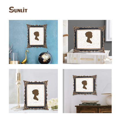 Sunlit Vintage Picture Frame 4x4 Inch, Luxury Antique Square Photo Frames with Glass Front, Photo Display, Tabletop Wall Hanging, Gift Ideas, Bronze Gold