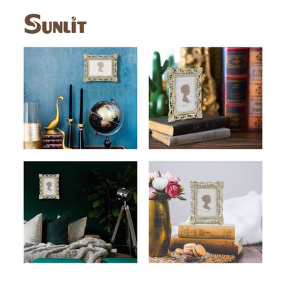 Sunlit Vintage Picture Frame 4x4 Inch, Luxury Antique Square Photo Frames with Glass Front, Photo Display, Tabletop Wall Hanging, Gift Ideas, Antique Gold Silver