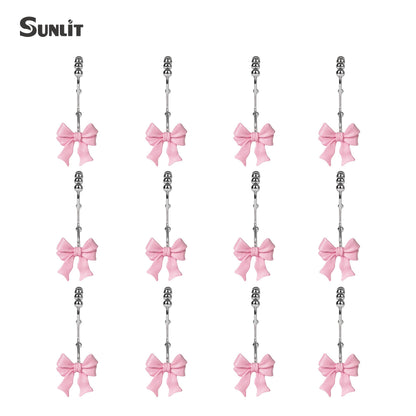 Sunlit Cute Bow Knot Shower Curtain Hooks, Home Decorative Shower Curtain Rings for Bathroom, Resin Shower Curtain Hangers Bathroom Accessories, Set of 12, Pink