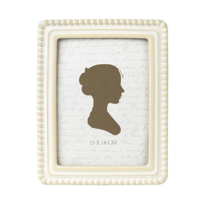 Sunlit Boho Vintage Picture Frame 4x4 Inch with Beaded Border, Luxury Antique Square Photo Frames with Glass Front, Photo Display, Tabletop Wall Hanging, Gift Idea, Distressed White