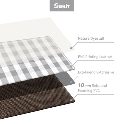 Sunlit Set of 2 Anti Fatigue Kitchen Floor Mat, Non Slip Waterproof Comfort Standing Mat, 0.4 Inch Thick Cushioned Farmhouse Kitchen Rug Runner, White Red Buffalo Check (17"x28"&17"x47")