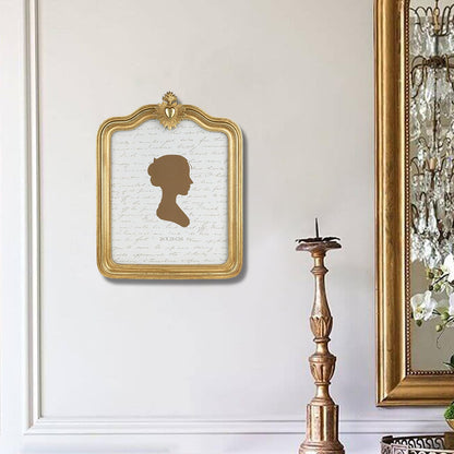 Sunlit Vintage Picture Frame 5x7 Inch, Antique Photo Frames with Glass Front, Small Heart Luxury Photo Display, Tabletop Wall Hanging, Gift Ideas, Gold