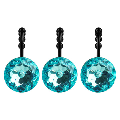 Sunlit Luxury Design Round Yellow Diamond Crystal Gem Bling with Glide Balls Shower Curtain Hooks, Rust Proof Metal Rhinestones Glam Shower Curtain Rings-12 Pack