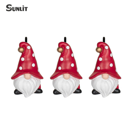 Sunlit Christmas Shower Curtain Hooks, Gnome Shower Curtain Rings, Hand Painted Resin Christmas Decor, Winter Bathroom Decoration, Red Hat with White Polka Dot, Set of 12