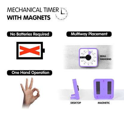 TWENTY5 SEVEN 7.5-Inch Visual Timer, Battery-Free 60-Minute Countdown Clock