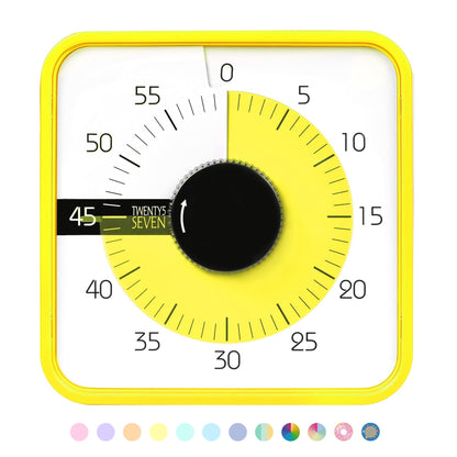 TWENTY5 SEVEN 7.5-Inch Visual Timer, Battery-Free 60-Minute Countdown Clock