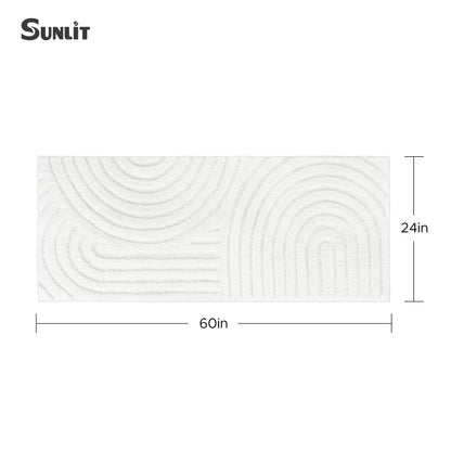 Sunlit 24"x60" Boho Decorative Textured Bathroom Rugs Runner, Mid Century Modern Extra Long Non-Slip Absorbent Soft Bath Mat, Organic Modern Floor Mat Bath Runner Dry Fast Machine Washable, Gray