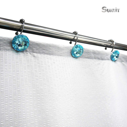 Sunlit Luxury Design Round Yellow Diamond Crystal Gem Bling with Glide Balls Shower Curtain Hooks, Rust Proof Metal Rhinestones Glam Shower Curtain Rings-12 Pack