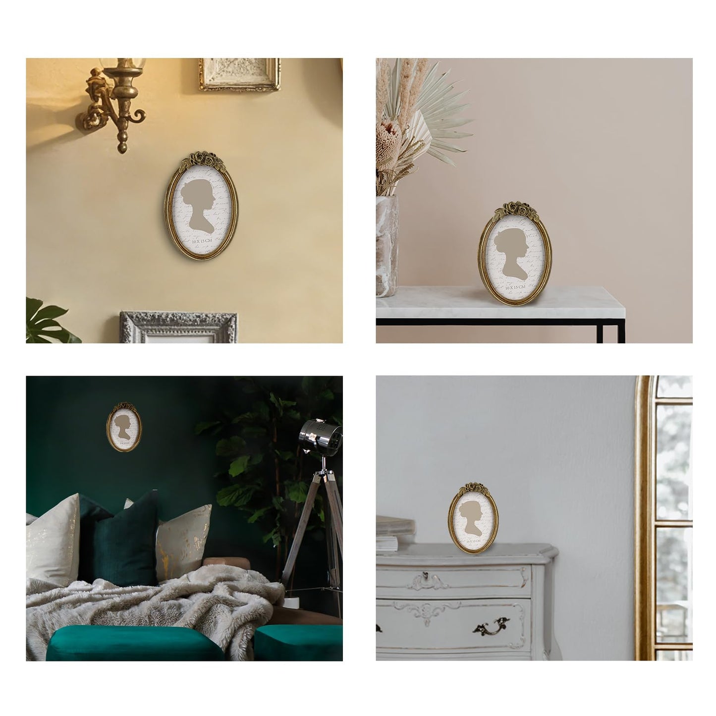 Sunlit Vintage Picture Frame 4x4 Inch, Luxury Antique Photo Frames with Glass Front, Luxury Photo Display, Tabletop Wall Hanging, Gift Ideas, Golden Rose